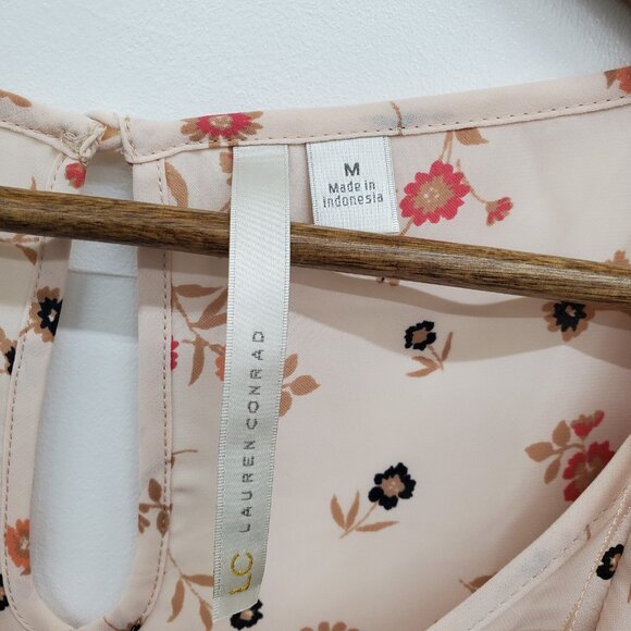 Lauren Conrad Floral Lace Ruffle Blouse Peplum Style Romantic Cottagecore Medium - Picture 7 of 13